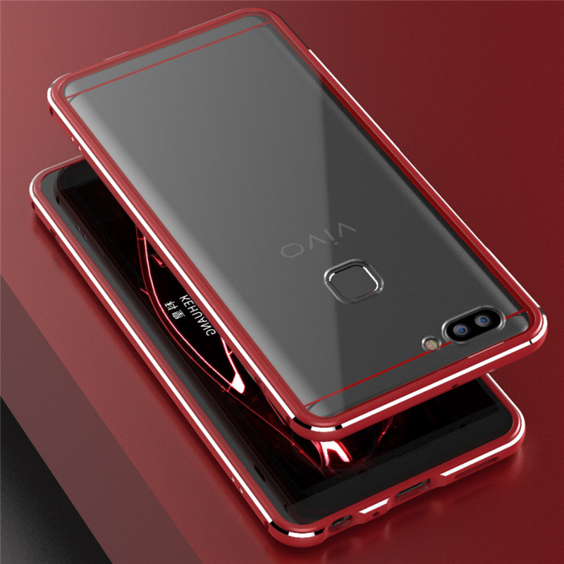 iy Bicolor Aurora Aluminum Metal Bumper Scratch Resistant Transparent PC Case Cover for vivo X20