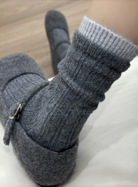 grey深灰色系~轻松拿捏冬日氛围感~袜子女秋冬羊毛加厚款保暖堆堆