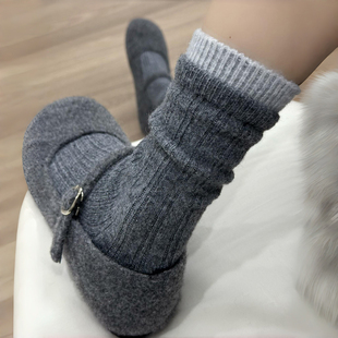 保暖堆堆 袜子女秋冬羊毛加厚款 grey深灰色系 轻松拿捏冬日氛围感