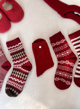 新年红色羊毛袜超适配~保暖的同时又超美~袜子女本命年红袜喜庆厚