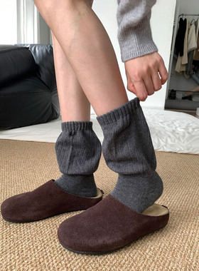 OOTD灰色堆堆袜的松驰感简直了~搭配勃肯超有feel~袜子女堆堆日系