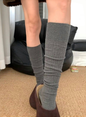 好舒服的小腿堆堆袜啊~竖条纹chao显腿细腿长~袜子女慵懒秋冬日系