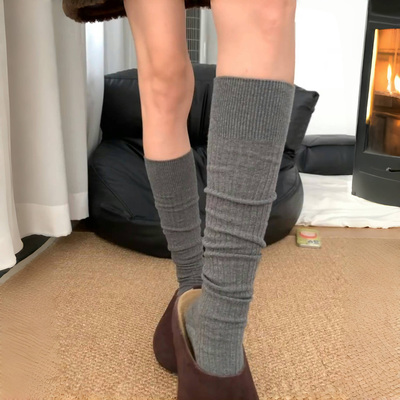 好舒服的小腿堆堆袜啊~竖条纹chao显腿细腿长~袜子女慵懒秋冬日系