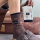泰阔爱辣 保暖 袜子女秋冬加厚款 摩卡棕 猫咪袜袜软糯复古好看