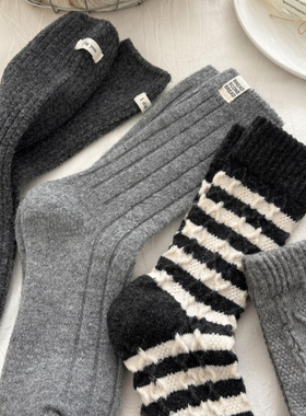 高级感灰色系羊毛袜~是秋冬无法拒绝的颜色呀~袜子女厚款保暖居家