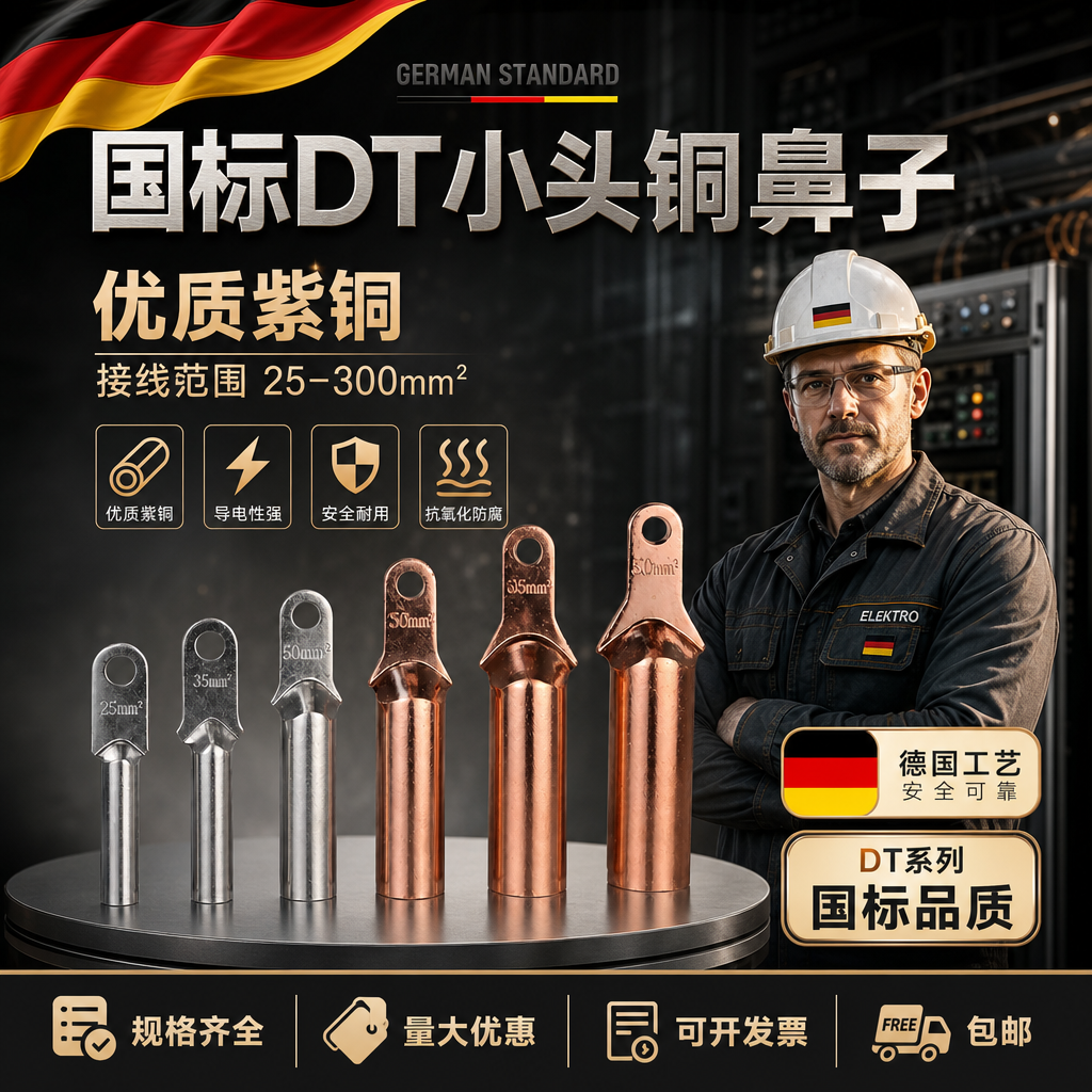 小头鼻子过渡耳120铜接线DT/5095端子240小头窄头空开紫铜塑壳