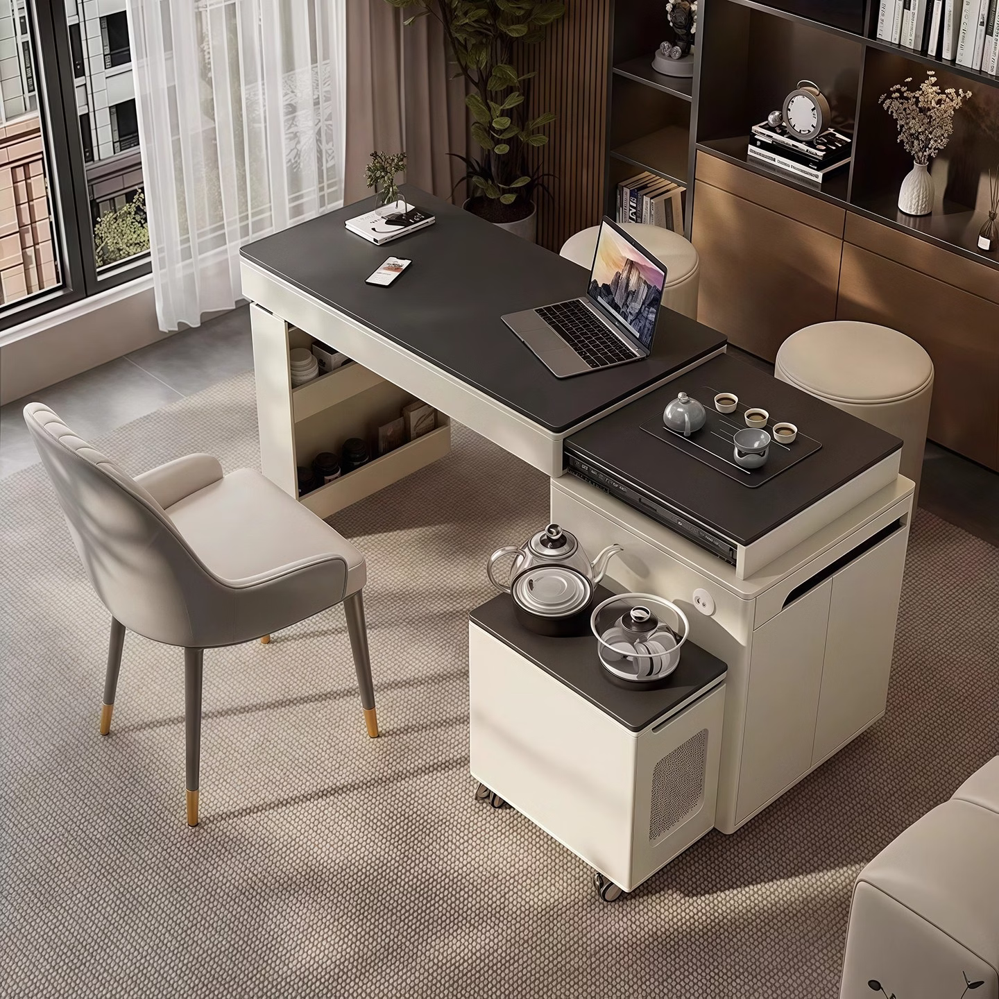 轻奢现代简约阳台茶桌椅小户型可旋转伸缩移动茶桌岩板家用小茶台,住宅家具,家用茶台/茶桌,淘宝优惠券,粉丝福利购,淘宝优惠卷
