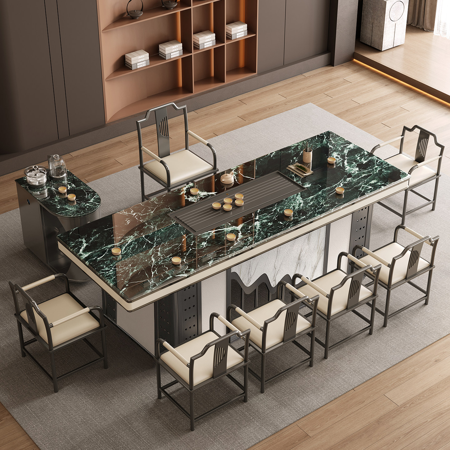 高端超晶石茶桌椅组合客厅家用意式轻奢岩板泡茶台办公室烧水一体,住宅家具,家用茶台/茶桌,淘宝优惠券,粉丝福利购,淘宝优惠卷