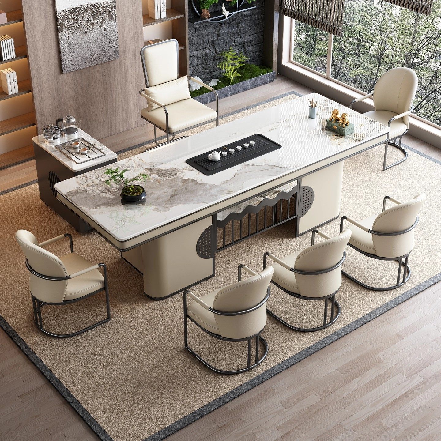 轻奢岩板茶桌2026新款高端家用茶室办公室烧水壶一体全自动泡茶台,住宅家具,家用茶台/茶桌,淘宝优惠券,粉丝福利购,淘宝优惠卷