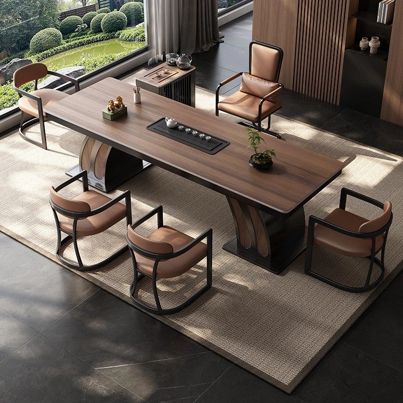 木纹岩板茶桌2026新款高端新中式老板办公室茶台烧水壶一体全自动,住宅家具,家用茶台/茶桌,淘宝优惠券,粉丝福利购,淘宝优惠卷