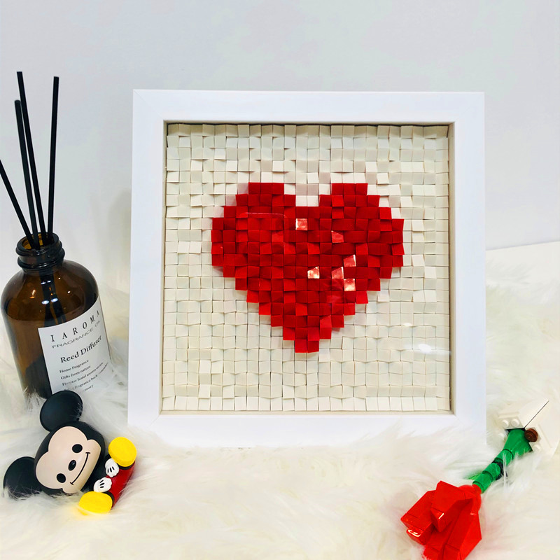 喵好奇 抖音网红爱心积木相框 diy拼搭微颗粒创意520礼物手工礼品