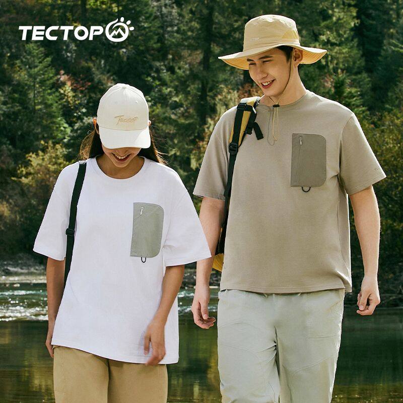 探拓户外情侣短袖T恤男夏新款圆领纯棉速干衣健身休闲打底短袖女