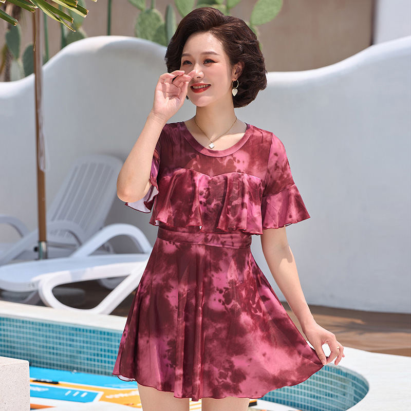 2025新款分体泳衣女爆款中年妈妈保守大码胖mm微胖女孩遮肉泡温泉