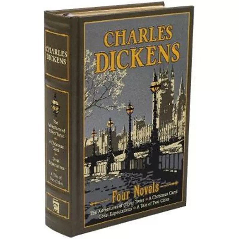 现货英文原版狄更斯 4部小说皮面精装英文原版 Charles Dickens Four Novelsn雾都孤儿圣诞颂歌双城记远大前程-封面