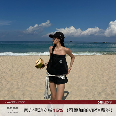 韩好甜WARDEN EDGE航海日志 黑色抹胸连体短裤女夏修身低腰休闲裤