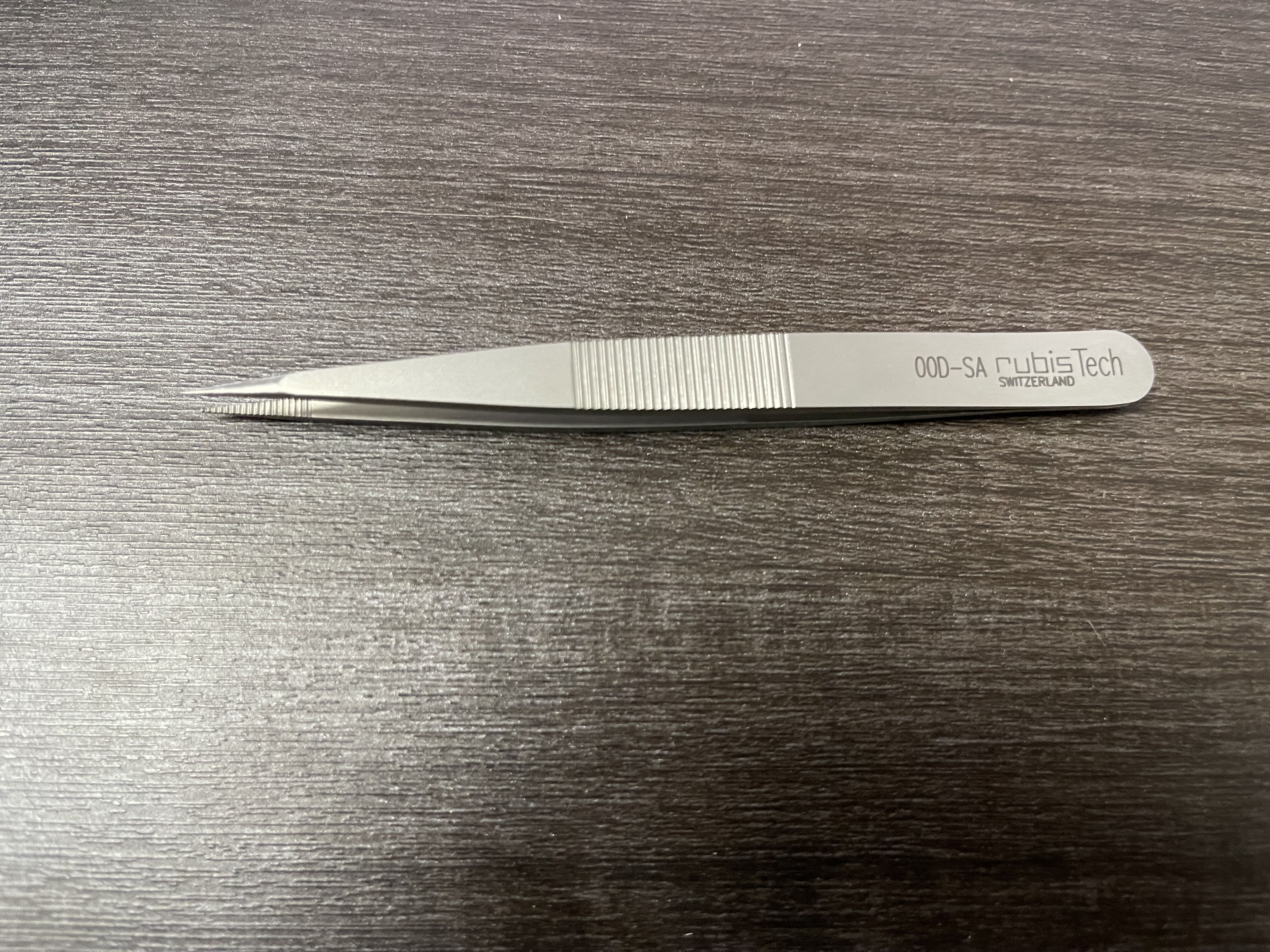 瑞士进口Rubis镊子00D-SA不锈钢抗磁尖头防滑齿微电子组装镊子
