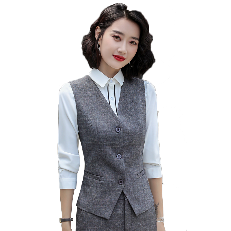 白色西装马甲女2024春季工装两件套西服马夹套装短款背心上衣秋冬