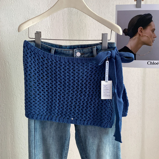 设计感镂空针织绑带屁帘女2025秋冬时尚百搭叠穿遮臀显瘦半身围巾