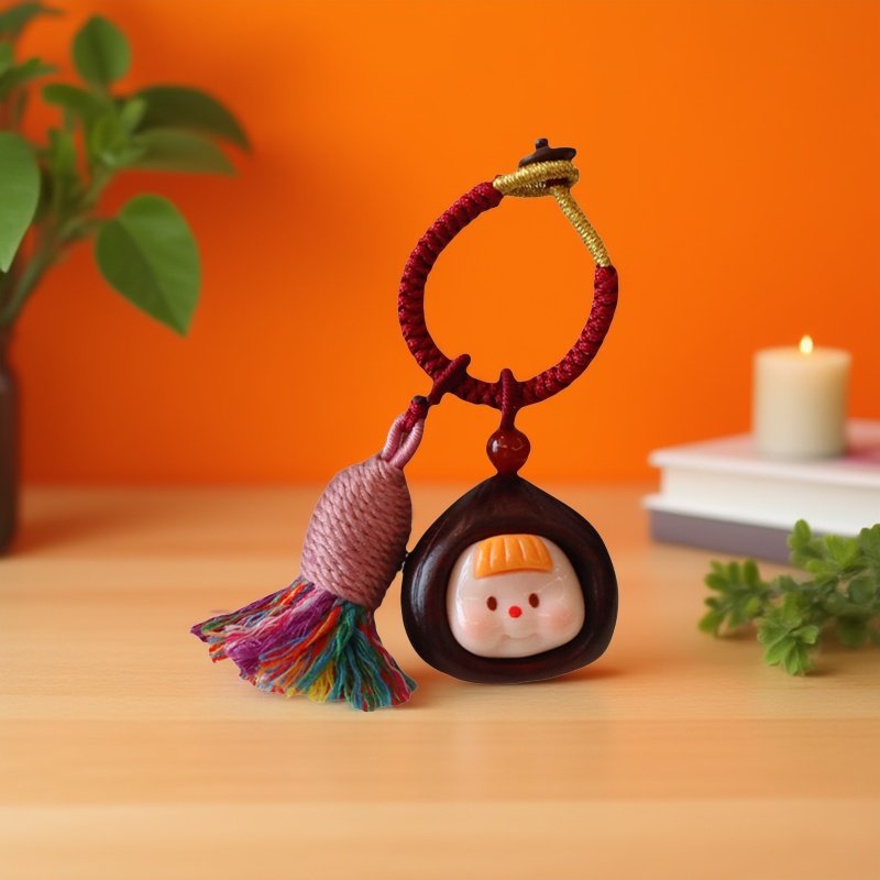 天然绿檀木板栗多妹大蒜挂件雕卡通可爱紫檀木手机链包包挂钥匙扣