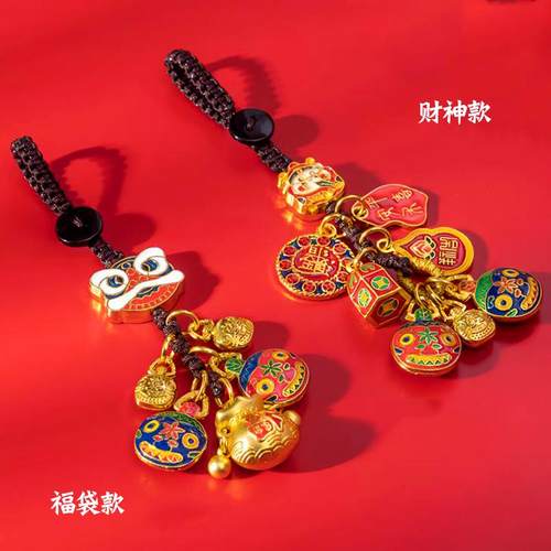 招财财神爷古法金钥匙扣