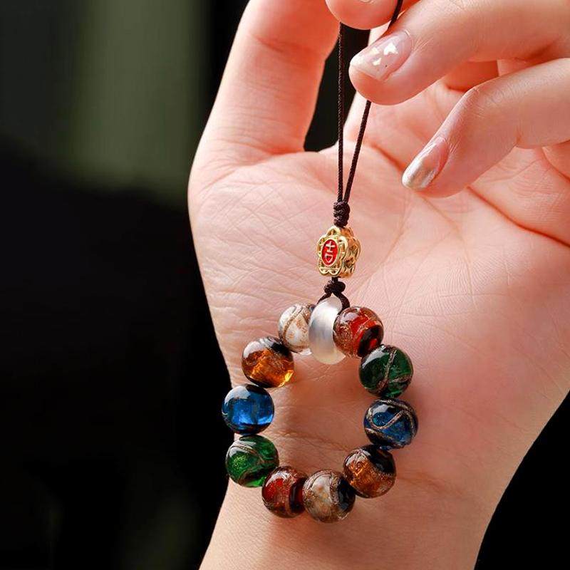 手机链挂饰品香灰琉璃吊绳挂件女精致指环扣挂绳吊坠新款钥匙扣