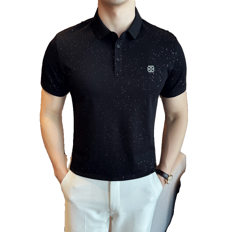 修身短袖POLO衫男2024夏新潮流时尚都市满天星钻打底Q259P60,男装Polo衫,电商A222（原电商A231）