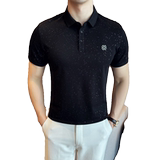 修身短袖POLO衫男2024夏新潮流时尚都市满天星钻打底Q259P60，男装Polo衫，电商A222（原电商A231）