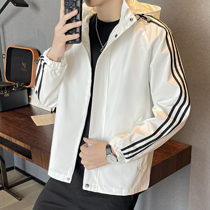 高品质冲锋衣ins店主风2024秋新三杠休闲潮连帽夹克男外套Q202P58,男装夹克,电商A222（原电商A231）