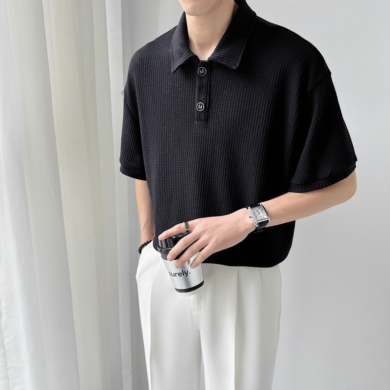 高品质潮华夫格POLO衫男短袖T轻熟风2024夏新休闲宽松Q80P50图片