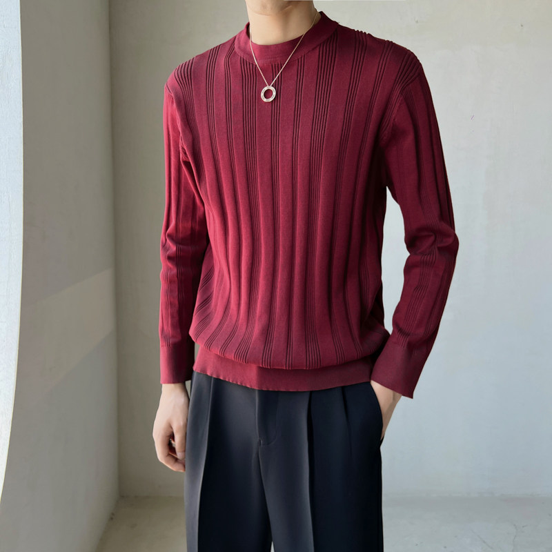 2024春季ins轻熟风休闲微宽潮流条纹针织衫毛衣男打底大码Q122P68,男装针织衫/毛衣,电商A222（原电商A231）