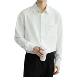 免烫顺滑时尚休闲宽松2024春季新ins轻熟风潮流长袖衬衫男Q08P68，男装衬衫，电商A222（原电商A231）
