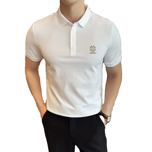 刺绣潮流2024夏季新时尚都市修身短袖POLO衫男打底Q258P49特价图片