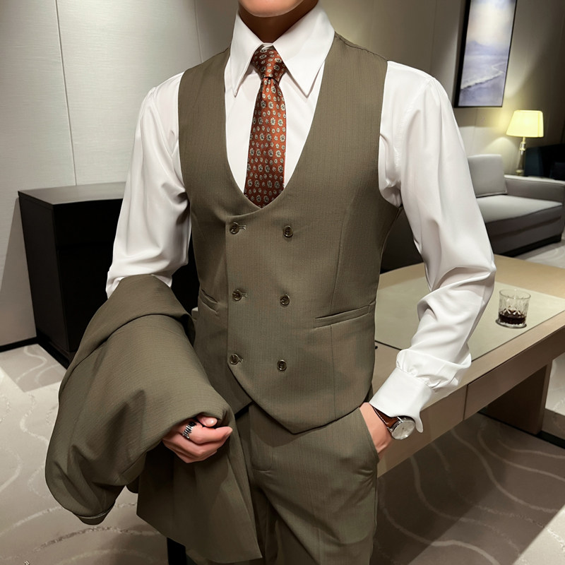 英伦风2024秋冬新修身ins潮流西服男三件套西装套装礼服Q5505P310,男装西服套装,电商A222（原电商A231）
