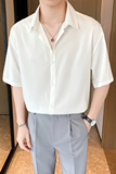 ins轻熟风2024夏季新宽松休闲青年潮流纯色短袖衬衫男Q52P40，男装衬衫，电商A222（原电商A231）