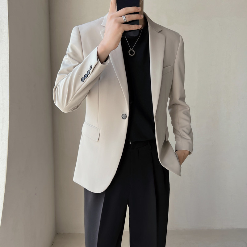 ins轻熟风2024秋季新微宽休闲潮流西服男西装Q123P165单西,男装西服,电商A222（原电商A231）