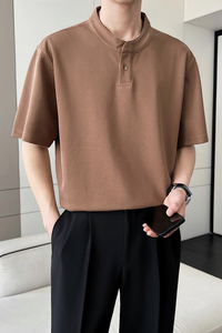 夏季新潮流男士短袖T恤打底宽松立领ins轻熟风2023Q152P55图片
