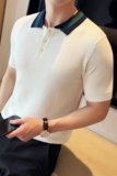ins潮流高品质2024夏季新修身针织短袖POLO衫男Q255P68，男装Polo衫，电商A222（原电商A231）
