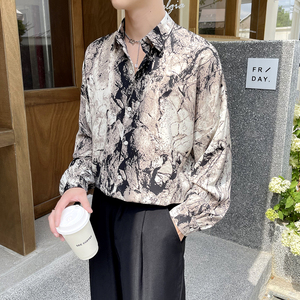 2024秋季新ins轻熟风精致宽松潮流花长袖衬衫男士打底Q98P58,衣服搭配搜索技巧男士图片