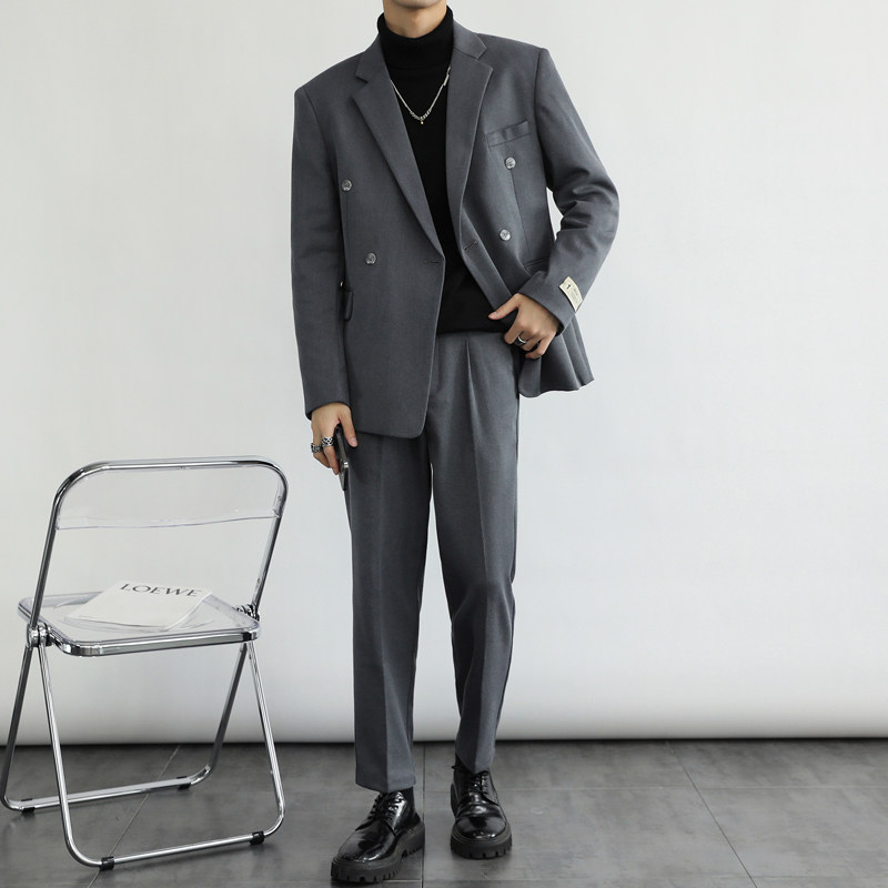 ins潮流轻熟风2024秋季新微宽休闲贴标西装西服套装男礼服Q05P255,男装西服套装,电商A222（原电商A231）