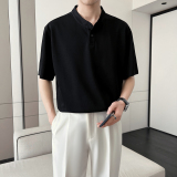 夏季新潮流男士短袖T恤打底宽松立领ins轻熟风2023Q152P55，男装T恤，电商A222（原电商A231）