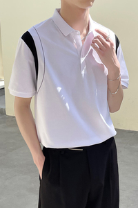 潮流男士POLO衫短袖T轻熟风2024夏季新ins拼色大码Q165P55图片