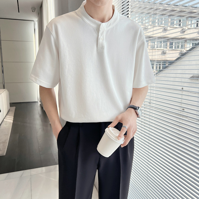宽松立领ins轻熟风2024夏季新潮流男士短袖T恤打底Q152P55,男装T恤,电商A222（原电商A231）