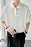 潮华夫格POLO衫男短袖Tins轻熟风2024夏新休闲宽松大码Q80P50，男装Polo衫，电商A222（原电商A231）