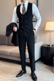 2024春季新ins英伦风潮流修身商务马甲男套装背心礼服Q220P155，男装背心/马甲，电商A222（原电商A231）