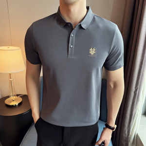 29%新型聚酯纤维 71%棉夏新刺绣潮流修身短袖POLO衫男Q258P49特价图片