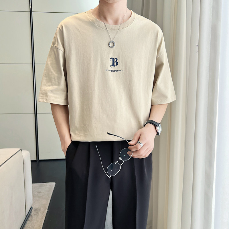 2024夏季新ins轻熟风宽松潮流棉男士短袖T恤打底Q151P50控69,男装T恤,电商A222（原电商A231）