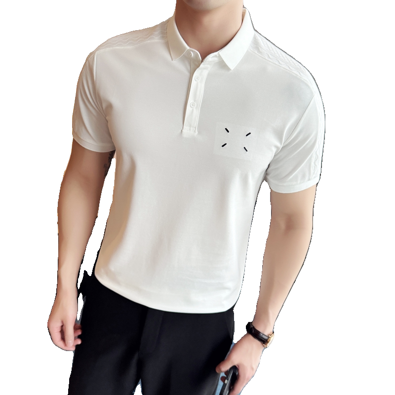 2024夏季新潮流商务绅士提花刺绣修身短袖POLO衫男打底Q256P60,男装Polo衫,电商A222（原电商A231）