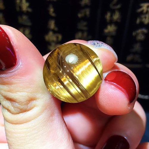 7A天然钛晶散珠子水晶单珠金发晶