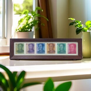 木质六连相框DIY人民纪念币展示送朋友摆件制作增运六连框横版
