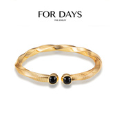 欧美复古时髦金属扭花弹力开口手圈手链 DAYS 罗娜专属 FOR